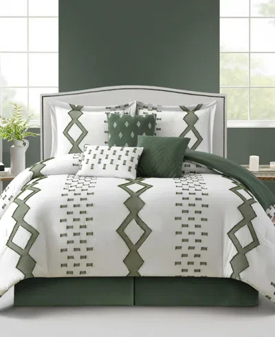 Stratford Park Sanissa Geometric 7-pc. Comforter Set, Queen In Green