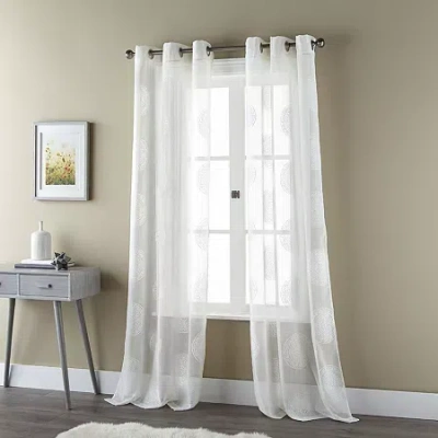 Stratford Park Sherry Grommet Top Sheer Set Of 2 Curtain Panel In White