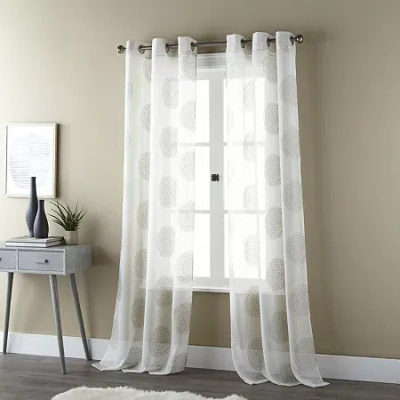 Stratford Park Sherry Grommet Top Sheer Set Of 2 Curtain Panel In Yellow