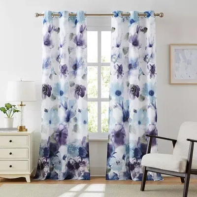 Stratford Park Stella Grommet Top Light-filtering Set Of 2 Curtain Panel In Blue