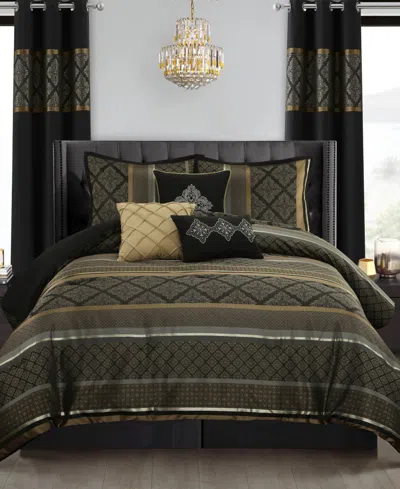 Stratford Park Tefia Geometric 9-pc. Comforter Set, California King In Black Gold