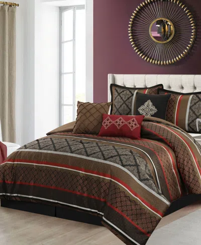 Stratford Park Tefia Jacquard Damask 7-pc. Comforter Set, California King In Red