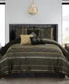 Stratford Park Tefia Jacquard Damask 7-pc. Comforter Set, Queen In Black Gold