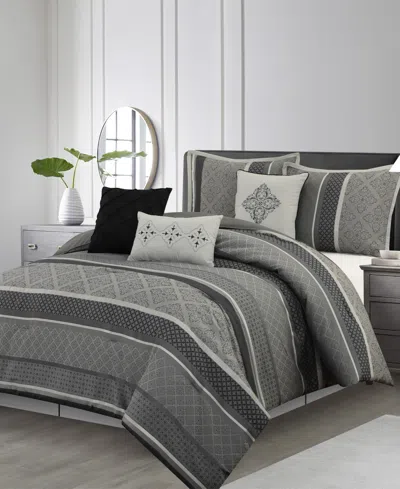 Stratford Park Tefia Jacquard Damask 7-pc. Comforter Set, Queen In Grey