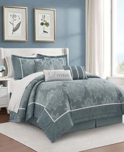 Stratford Park Therese Damask 15-piece Comforter Set, California King In Blue