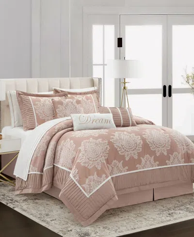 Stratford Park Therese Damask 15-piece Comforter Set, Queen In Pink