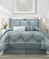 Stratford Park Therese Damask 7-pc. Comforter Set, Queen In Blue