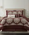 Stratford Park Therese Damask 7-pc. Comforter Set, King In Burgundy
