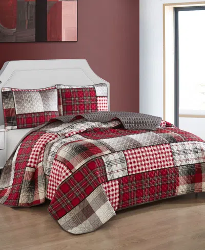 Stratford Park Thomas Geometric 3-piece Quilt Set, King In Red