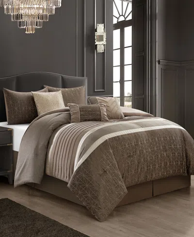 Stratford Park Trinity Geometric 7-pc. Comforter Set, Queen In Taupe