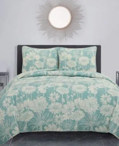 Stratford Park Viola Floral 3 Piece Quilt Sets In Blue