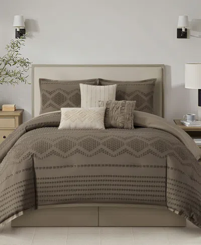Stratford Park Waverly Geometric 7-pc. Comforter Set, Queen In Brown