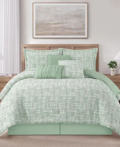 Stratford Park Yllena Geometric 7-piece Comforter Set, King In Green
