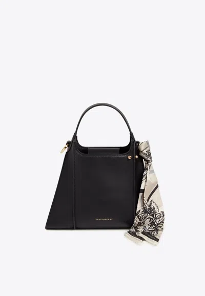 Strathberry Arkshell Leather Top Handle Bag In Black