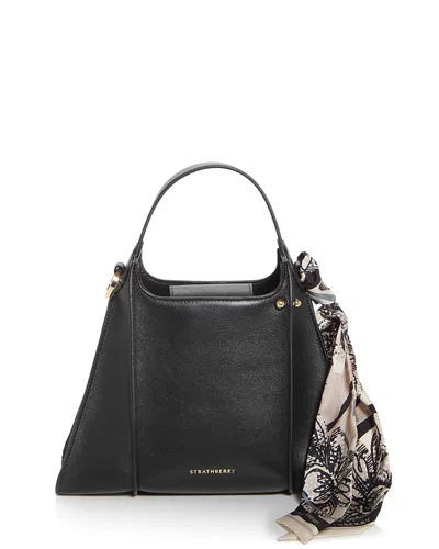 Strathberry Arkshell Leather Top Handle Bag In Black