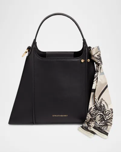 Strathberry Arkshell Leather Top-handle Bag In Black