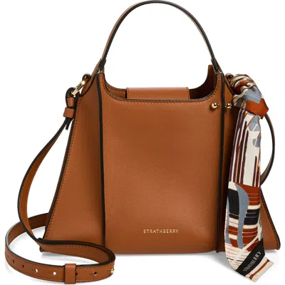 Strathberry Arkshell Leather Top Handle Bag In Brown