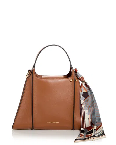 Strathberry Arkshell Leather Top Handle Bag In Tan