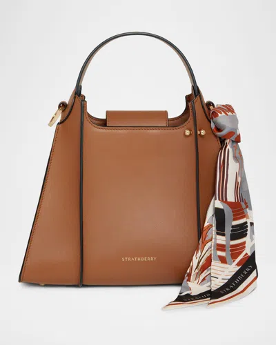 Strathberry Arkshell Leather Top-handle Bag In Tan