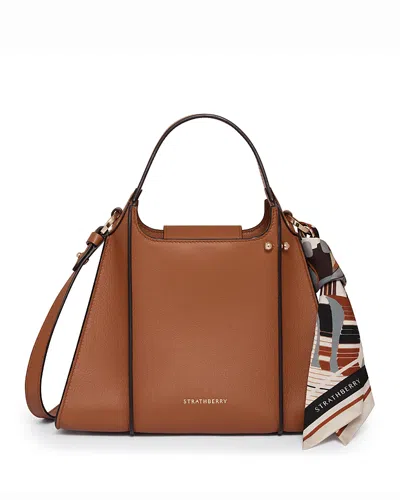 Strathberry Arkshell Medium Leather Handbag In Brown