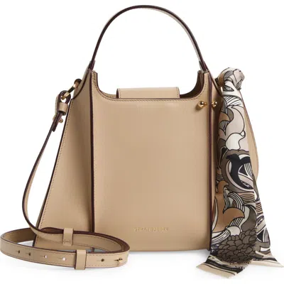 Strathberry Arkshell Top Handle Leather Bag In Oat