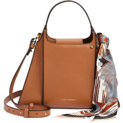 Strathberry Arkshell Top Handle Leather Bag In Tan