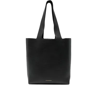 Strathberry Melody Tote Fine Grain Leather Black Bags