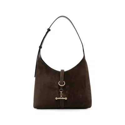 Strathberry Bar-detail Suede Shoulder Bag In Brown