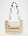 Strathberry Basket Raffia & Leather Shoulder Bag In Vanilla
