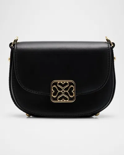 Strathberry Bay Mini Leather Saddle Crossbody Bag In Black