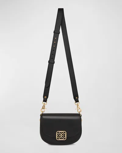 Strathberry Bay Polished Leather Crossbody Bag In Black