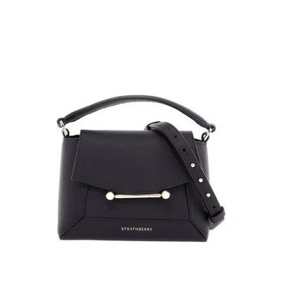 Strathberry Black Calfskin Nano Crossbody Bag With Mosaic Design