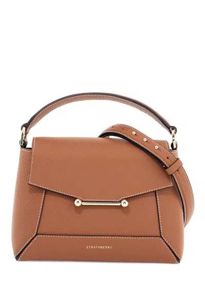 Strathberry Brown Calf Leather Handbag With Mosaic Design And Shoulder Strap Women