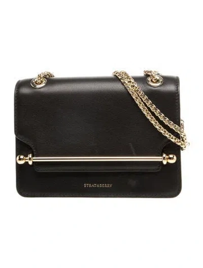 Pre-owned Strathberry Calf Leather East/west Mini In Black