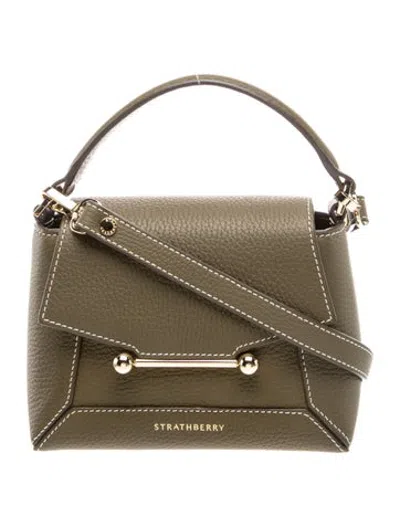 Pre-owned Strathberry Calfskin Mosaic In Green