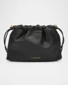 Strathberry Charlotte Drawstring Leather Clutch Bag In Black