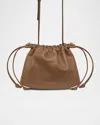 Strathberry Charlotte Drawstring Leather Clutch Bag In Brown