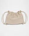 Strathberry Charlotte Drawstring Leather Clutch Bag In Oat