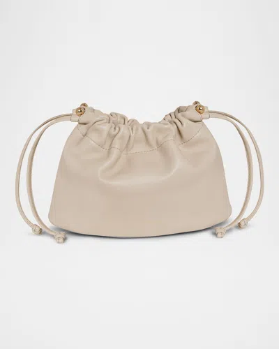 Strathberry Charlotte Drawstring Leather Clutch Bag In Oat