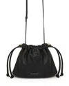 Strathberry Charlotte Drawstring Soft Nappa Crossbody In Black/light Gold