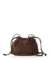 Strathberry Charlotte Drawstring Suede Crossbody Bag In Chocolate