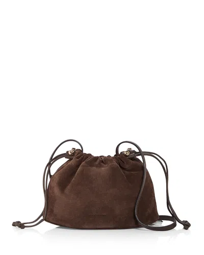 Strathberry Charlotte Drawstring Suede Crossbody Bag In Chocolate
