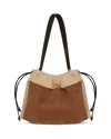 Strathberry Charlotte Midi Suede & Shearling Shoulder Bag In Brown