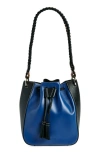 STRATHBERRY X COLLAGERIE BOLO COLORBLOCK LEATHER BUCKET BAG