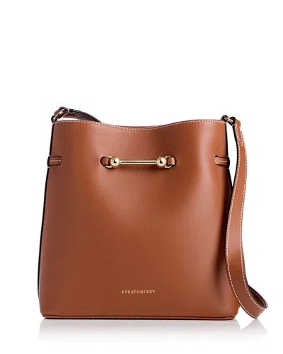 Strathberry Corda Leather Bucket Bag In Brown