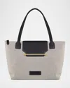 Strathberry Cotton And Leather Travel Tote Bag In Blackcream