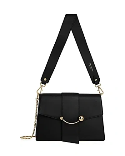 Strathberry Box Crescent Leather Shoulder Bag In Black
