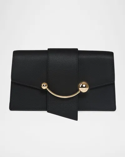 Strathberry Crescent Mini Leather Shoulder Bag In Black