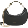 Strathberry Crescent Moon Leather Shoulder Bag In Black