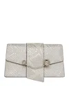 Strathberry Crescent On A Chain Snake Embossed Leather Crossbody In Silver